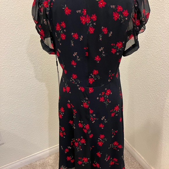 Calvin Klein Black Dress with Red Floral Design - Picture 5 of 10